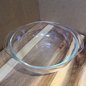 Vintage PYREX #023 Clear‎ Glass 1.5 Quart Casserole 8" Bowl with Handles, USA!